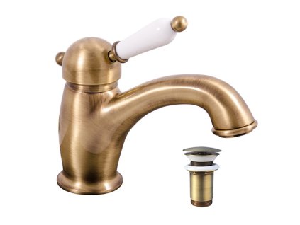 LABE - Umyvadlová baterie s výpustí, Stará mosaz (Bronz) L527.0SM, RAV Slezák (Barva Stará mosaz (Bronz), Rozměr 3,8")