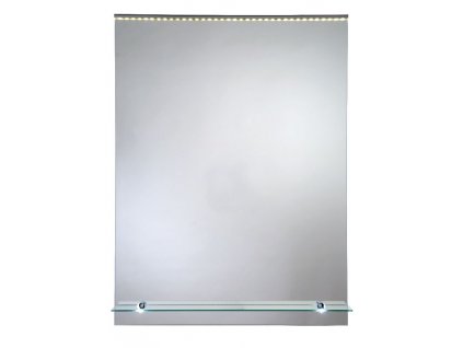 Amirro Zrcadlo na zeď dveře chodbu do pokoje ložnice koupelny předsíně ORION WHITE 60 x 80 cm s LED osvětlením a podsvícenou poličkou 411-583