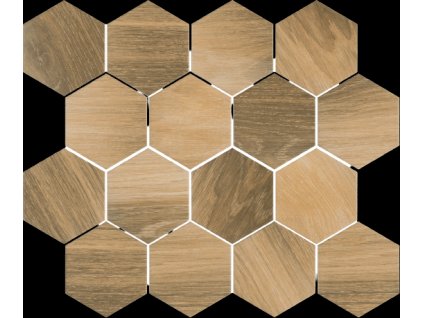 162437 35291 obklad ideal wood natural mozaika mix heksagon mat 25 5x22 1
