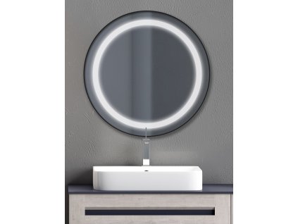 Amirro Starlight ronde black průměr 70 cm zrcadlo LED na chodbu do předsíně nástěnné do koupelny 412-023