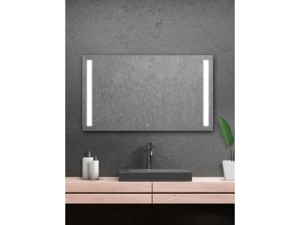 Amirro Zrcadlo na zeď chodbu do pokoje ložnice koupelny předsíně LUMINA SENZOR LED - 120 x 70 cm se dvěma  LED podsvícenými pruhy a  s dotykovým sensorem 901-510