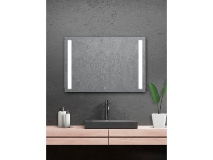 Amirro LUMINA na zeď chodbu do pokoje ložnice koupelny předsíně SENZOR LED - 100 x 70 cm se dvěma  LED podsvícenými pruhy a  s dotykovým senzorem 901-541