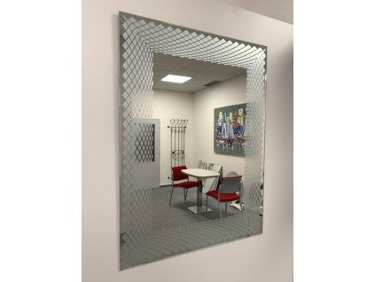 Amirro Zrcadlo na zeď do pokoje ložnice dekorativní SPACE 60 x 80 cm s potiskem motivu překřížených linií 410-753