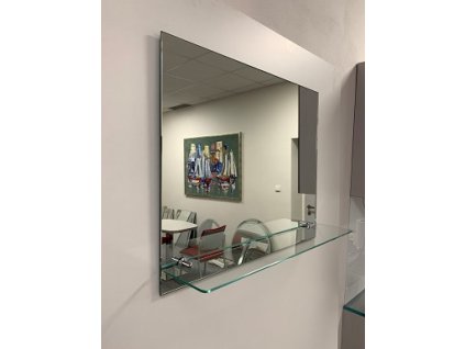 Amirro Zrcadlo na chodbu do koupelny předsíně nástěnné s poličkou PURE SHELF 60 x 50 cm s decentní leštěnou hranou s poličkou 410-777