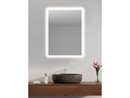 Amirro Zrcadlo na zeď chodbu do pokoje ložnice koupelny předsíně MOONLIGHT 60 x 80 cm s LED podsvíceným okrajem po celém obvodu 410-999