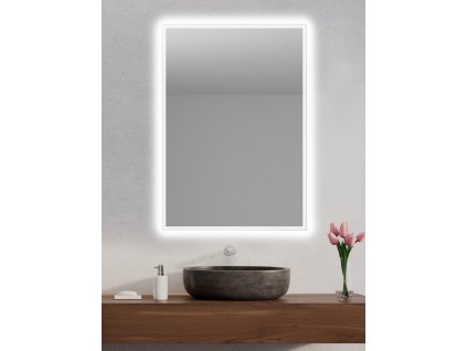 Amirro Zrcadlo na zeď chodbu do pokoje ložnice koupelny předsíně MOONLIGHT 100 x 70 cm s LED podsvíceným okrajem po celém obvodu 411-002