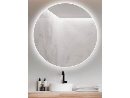 Amirro AMBIENTE kulaté zrcadlo do koupelny na zeď do pokoje do ložnice do předsíně na chodbu Amirro Ø 120 cm s LED osvětlením, IP44 411-170