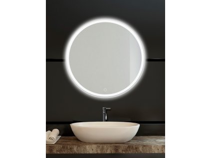 AMBIENTE kulaté zrcadlo do koupelny na zeď do pokoje do ložnice do předsíně na chodbu Amirro Ø 80 cm s LED osvětlením a senzorem, IP44 411-033 411-262 411-330