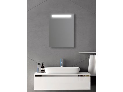 Amirro Zrcadlo na zeď chodbu do pokoje ložnice předsíně koupelny LUNA - 50 x 70 cm s LED podsvíceným pruhem 900-988