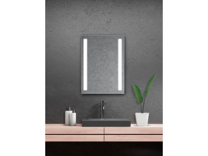 Amirro Zrcadlo na zeď chodbu do pokoje ložnice koupelny předsíně LUMINA LED - 60 x 80 cm se dvěma LED podsvícenými pruhy 900-995