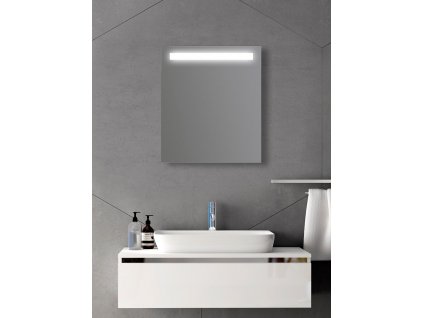 Amirro Zrcadlo na zeď chodbu do pokoje ložnice předsíně koupelny LUNA - 60 x 70 cm s LED podsvíceným pruhem 902-005
