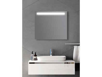 Amirro Zrcadlo na zeď chodbu do pokoje ložnice předsíně koupelny LUNA LED - 80 X 70 cm s LED podsvíceným pruhem 902-012