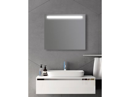 Zrcadlo na zeď chodbu do pokoje ložnice předsíně koupelny LUNA LED - 80 X 70 cm s LED podsvíceným pruhem 902-012