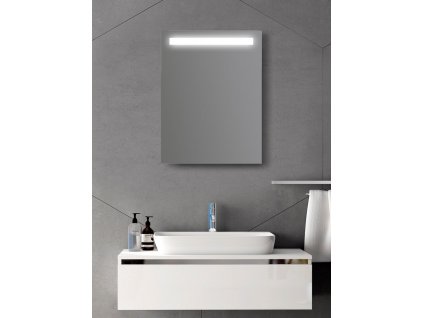 Amirro Zrcadlo na zeď chodbu do pokoje ložnice předsíně koupelny LUNA LED - 60 x 80 cm s LED podsvíceným pruhem 901-022