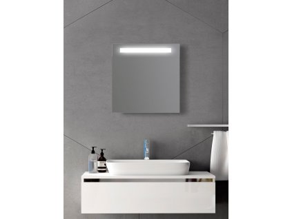 Amirro Zrcadlo na zeď chodbu do pokoje ložnice předsíně koupelny LUNA - 60 x 60 cm s LED podsvíceným pruhem 902-050