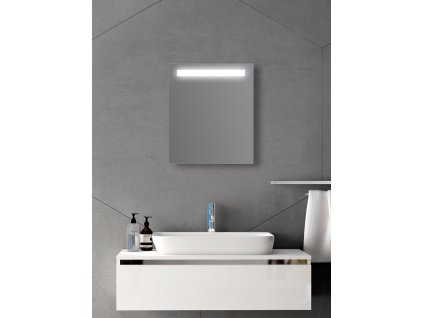 Amirro Zrcadlo na zeď chodbu do pokoje ložnice předsíně koupelny LUNA - 50 x 60 cm s LED podsvíceným pruhem 902-043