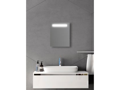 Amirro Zrcadlo na zeď chodbu do pokoje ložnice předsíně koupelny LUNA - 40 x 50 cm s LED podsvíceným pruhem 902-036
