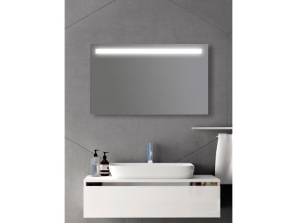 Amirro Zrcadlo na zeď chodbu do pokoje ložnice předsíně koupelny LUNA - 100 x 60 cm s LED podsvíceným pruhem 902-029