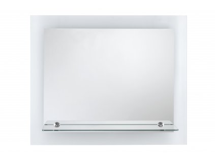 Zrcadlo do koupelny ATHOS 60 x 50 cm s pískovaným okrajem a s poličkou 712-116