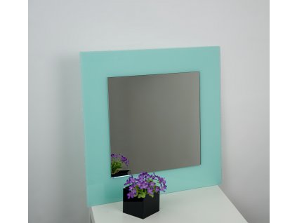 Amirro Zrcadlo na zeď do pokoje do ložnice předsíně na chodbu dekorativní s aplikacemi CUBE GREEN 60 x 60 cm s podkladem Lacobel v odstínu pastelová zelená 712-567