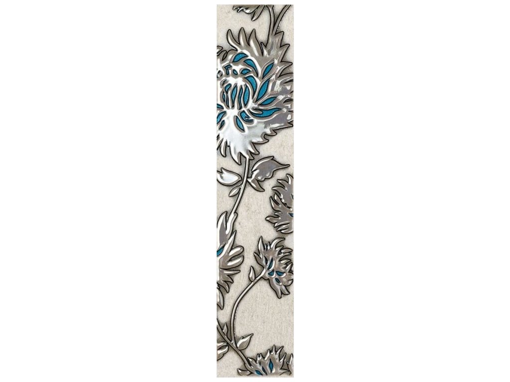 84751 tubadzin listela gris flower turkus 7 4x36 6002146