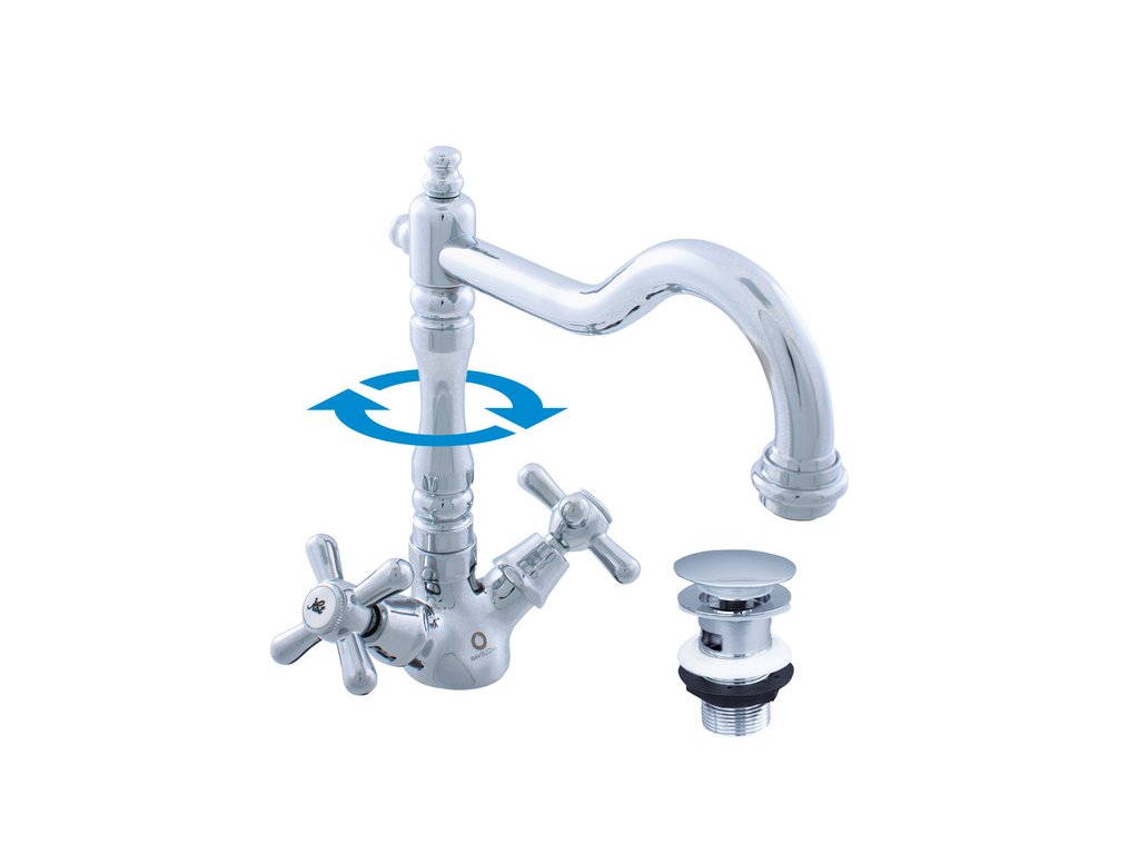 MORAVA RETRO - Umyvadlová baterie s výpustí, Chrom MK121.0/8, RAV Slezák (Barva Chrom, Rozměr 1/2")