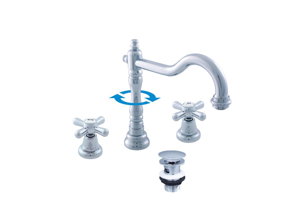 MORAVA RETRO - Umyvadlová baterie s výpustí, Chrom MK132.0, RAV Slezák (Barva Chrom, Rozměr 3,8")