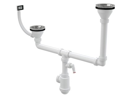 90664 alcaplast sifon pro dvoudrez s nerezovymi mrizkami dn115 dvouurovnovy s prepadem a pripojkou alc a456p