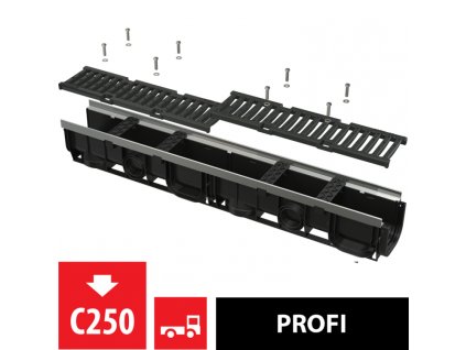 80542 alcaplast venkovni zlab 100 mm s kovovym ramem a litinovym rostem c250 alc avz103 r202