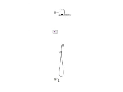 20719 tres termostaticky podomitkovy elektronicky sprchovy set shower technology vcetne elektronickeho ovladani bila barva zabudovana termostaticka elektronicka kontrolni jednotka 3cestna pevna sprcha 310 mm s kloubem tres 09226301