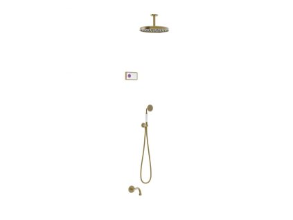 20740 tres termostaticky podomitkovy elektronicky sprchovy set shower technology vcetne elektronickeho ovladani bila barva zabudovana termostaticka elektronicka kontrolni jednotka 3cestna pevna sprcha 310 mm s kloubem tres 09226302lm