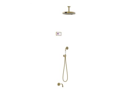 20743 tres termostaticky podomitkovy elektronicky sprchovy set shower technology vcetne elektronickeho ovladani bila barva zabudovana termostaticka elektronicka kontrolni jednotka 3cestna pevna sprcha 310 mm s kloubem tres 09226302lv
