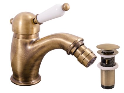 LABE - Bidetová baterie s výpustí, Stará mosaz (Bronz) L545.0SM, RAV Slezák (Barva Stará mosaz (Bronz), Rozměr 3,8")