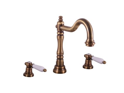 MORAVA RETRO - Umyvadlová baterie s výpustí, Stará mosaz (Bronz) MK532.0SM, RAV Slezák (Barva Stará mosaz (Bronz), Rozměr 3,8")