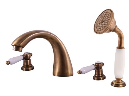 MORAVA RETRO - Vanová baterie 4-otvorová, Stará mosaz (Bronz) MK569.0SSM, RAV Slezák (Barva Stará mosaz (Bronz), Rozměr 3,8")