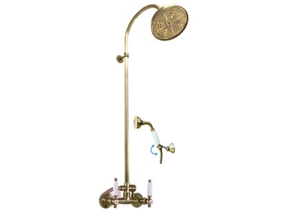 MORAVA RETRO - Sprchový systém s vodovodní baterií, Stará mosaz (Bronz) MK581.5/3SM, RAV Slezák (Barva Stará mosaz (Bronz), Rozměr 100 mm)