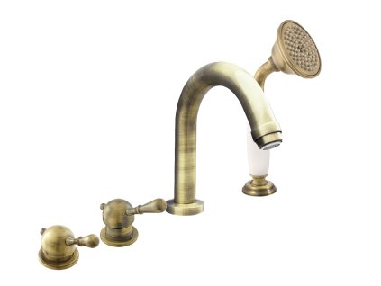 LABE - Vanová baterie 4-otvorová, Stará mosaz (Bronz) L462.0PSM, RAV Slezák (Barva Stará mosaz (Bronz), Rozměr 3,8")