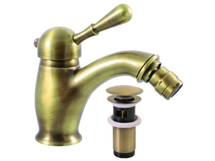 LABE - Bidetová baterie s výpustí, Stará mosaz (Bronz) L445.0SM, RAV Slezák (Barva Stará mosaz (Bronz), Rozměr 3,8")