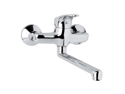 Dřezová nástěnná baterie, Sonáta s ramínkem plochým rovným 300 mm, chrom (Varianta Dřezová nástěnná baterie, Sonáta, 150 mm, s ramínkem plochým rovným 300 mm, chrom)