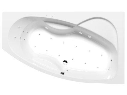 MAMBA R hydromasážní vana, 160x95x44cm, Attraction Hydro-Air, chrom