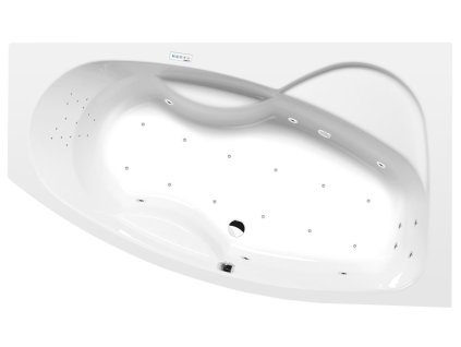 MAMBA R hydromasážní vana, 160x95x44cm, Highline Hydro-Air, chrom