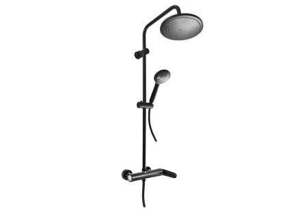 7740 vodovodni baterie sprchova tigris s hlavovou a rucni sprchou barva cerna matna chrom rozmer 150 mm