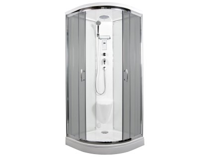 9234 parni sprchovy box ctvrtkruh 90 x 90 cm briliant model 8 se stropem sede sklo