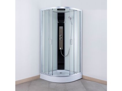 Sprchový box LUCIDUS ROUND (Varianta Barva profilu: Brillant, Rozměr: 90 x 90 cm, Výplň: Sklo TRANSPARENT, Výška koutu: 195 cm)