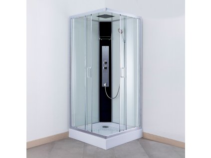 Sprchový box LUCIDUS SQUARE (Varianta Barva profilu: Brillant, Rozměr: 90 x 90 cm, Výplň: Sklo TRANSPARENT, Výška koutu: 195 cm)