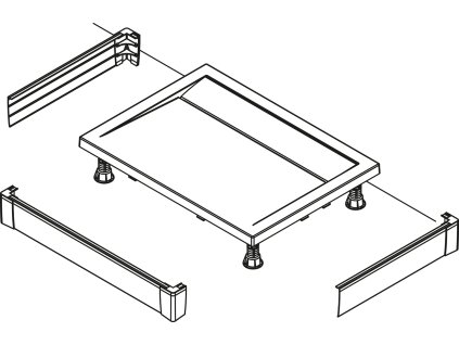 Hliníkový přední panel pro obdélníkovou vaničku - U panel PWIU901809004