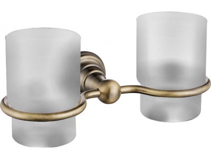 DIAMOND dvojitý držák skleniček, mléčné sklo, bronz