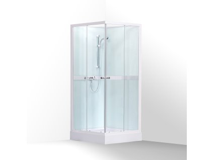 Čtvercový sprchový box PETRA NEW (Varianta Barva profilu: Bílá, Rozměr: 80 cm, Výplň: Sklo TRANSPARENT)
