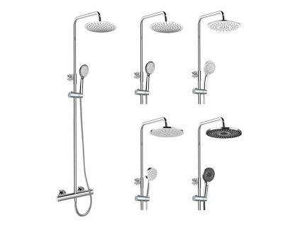 Termostatická baterie s talířovou kulatou sprchou (Varianta Termostatická baterie s talířovou kulatou slim sprchou, nerez)