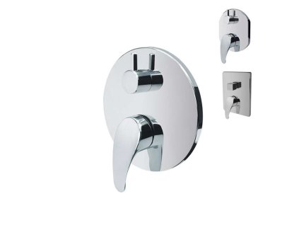 Sprchová podomítková baterie s přepínačem, Sonáta, Mbox, kulatý kryt (Varianta Sprchová podomítková baterie s přepínačem, Sonáta, Mbox, oválný kryt, chrom)